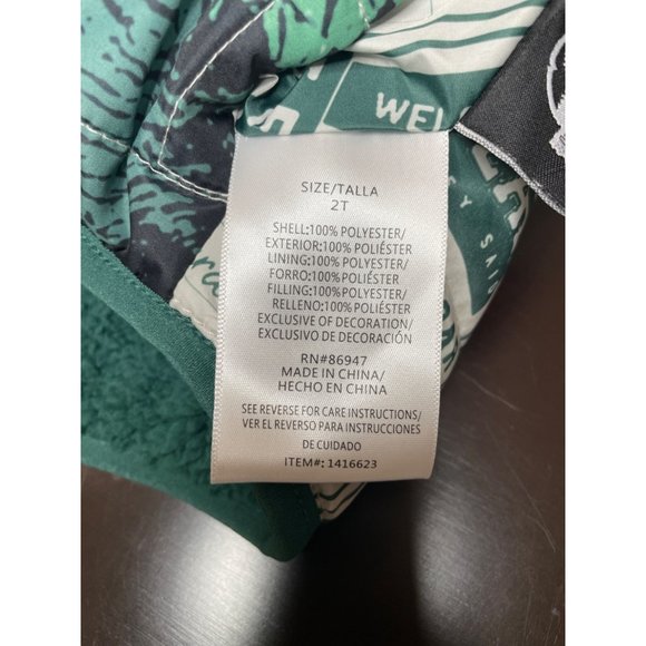 Jurassic Park Reversible Winter Jacket Green Toddler Size 2 Dinosaur - Picture 7 of 13